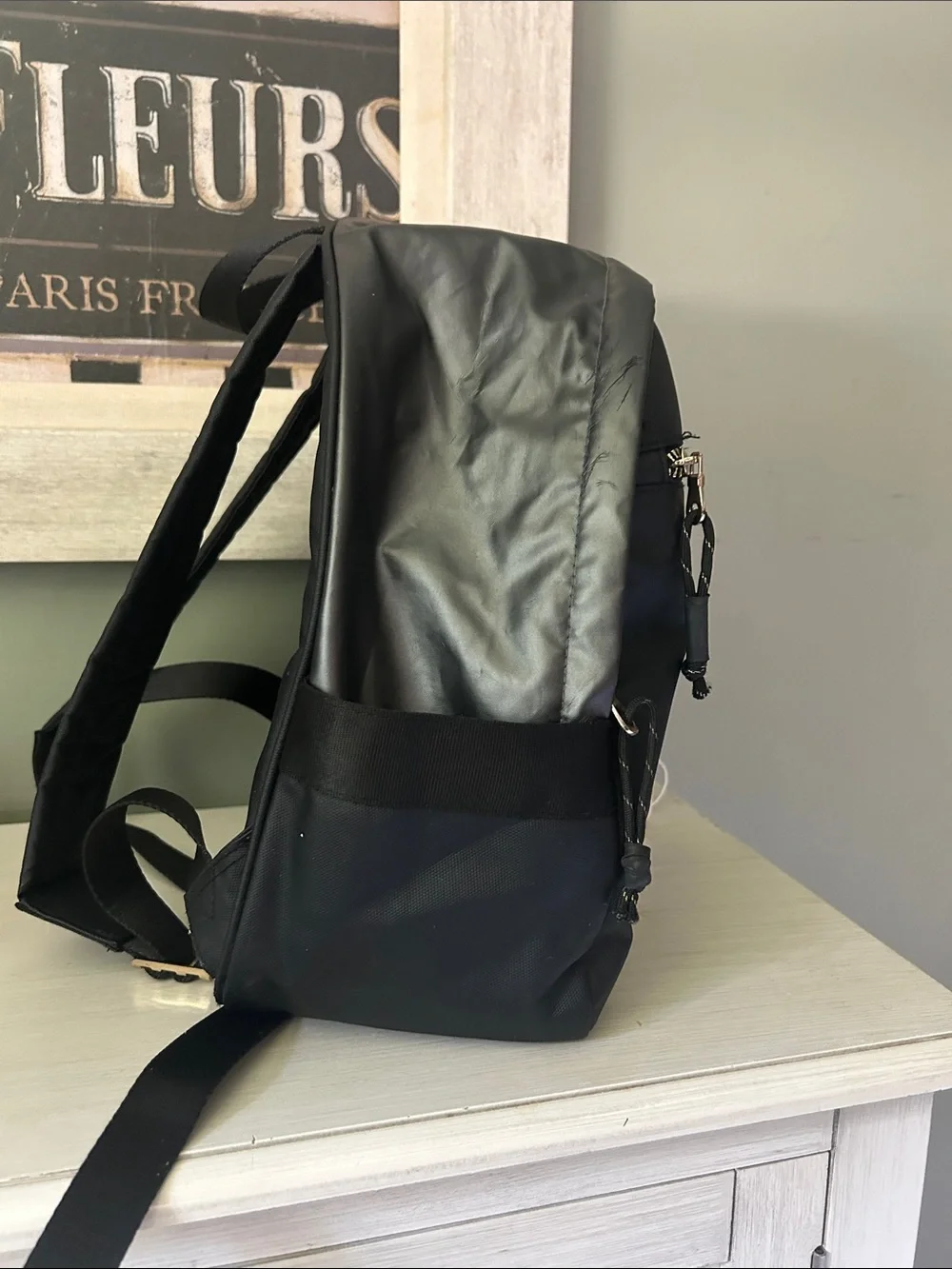 Versace Black Nylon Backpack with Gold Zippers